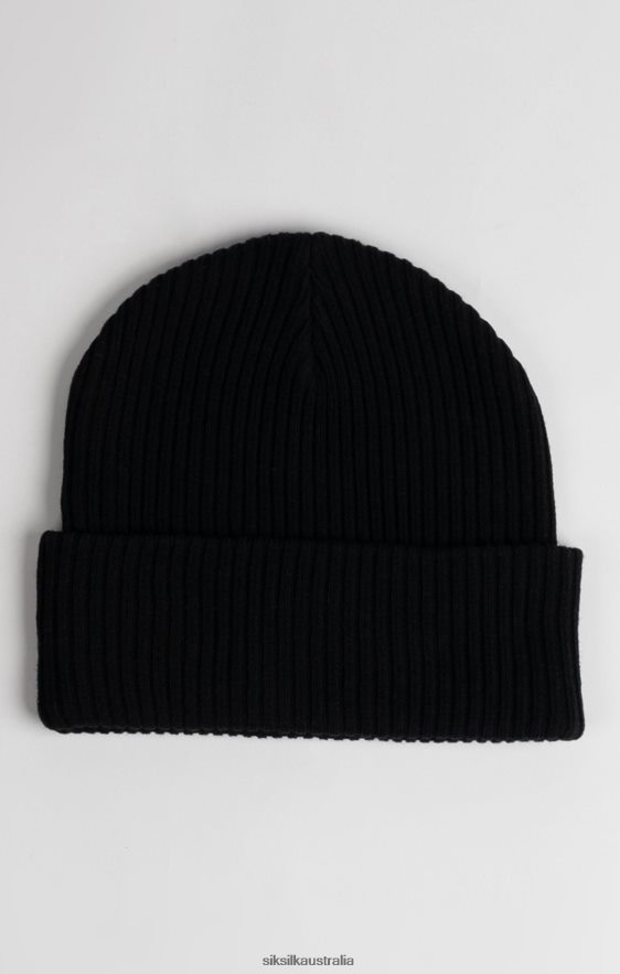 Unisex Accessory TB82N230 SikSilk Black Crest Beanie Hat