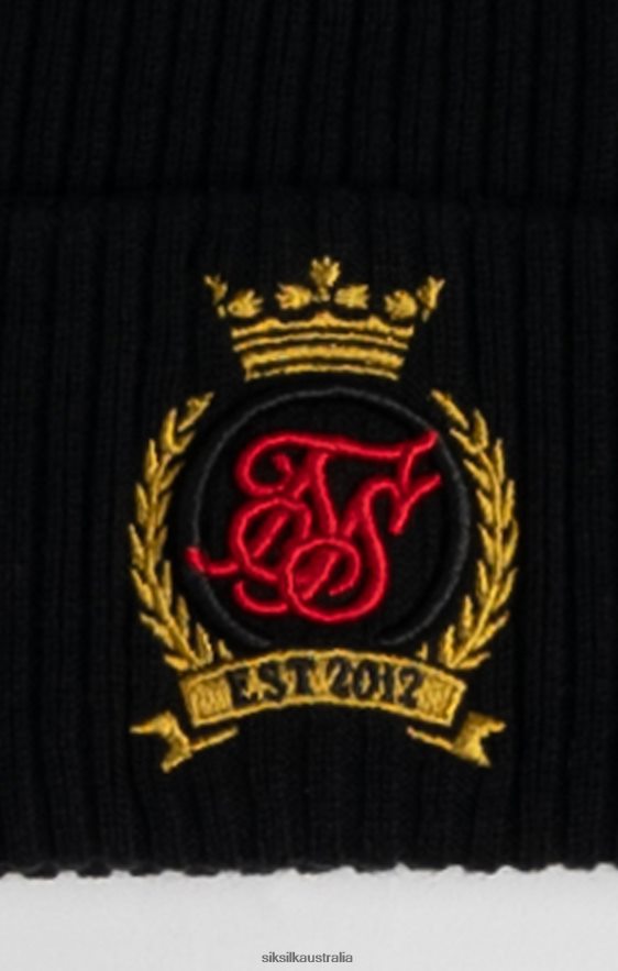 Unisex Accessory TB82N230 SikSilk Black Crest Beanie Hat