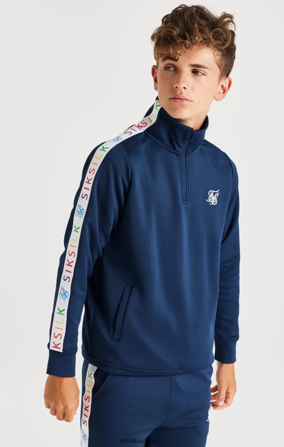 Boys Apparel TB82N287 SikSilk Rainbow Funnel Neck - Navy