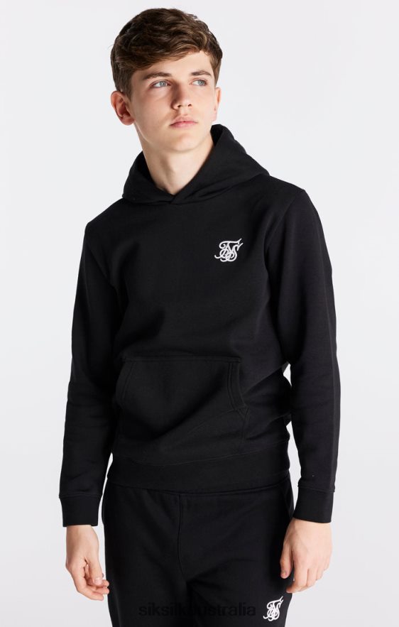 Boys Apparel TB82N290 SikSilk Black Essentials Overhead Hoodie