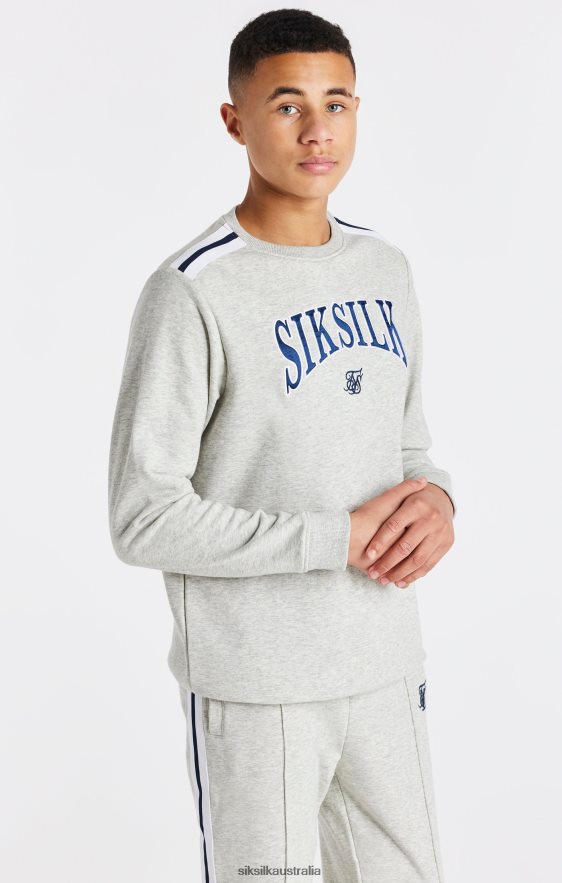 Boys Apparel TB82N296 SikSilk Grey Marl Varsity Crew Sweatshirt