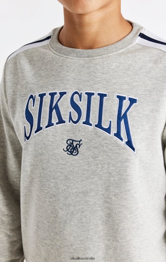 Boys Apparel TB82N296 SikSilk Grey Marl Varsity Crew Sweatshirt