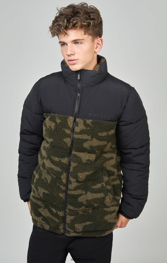 Boys Apparel TB82N297 SikSilk Camo Borg Puffer Jacket