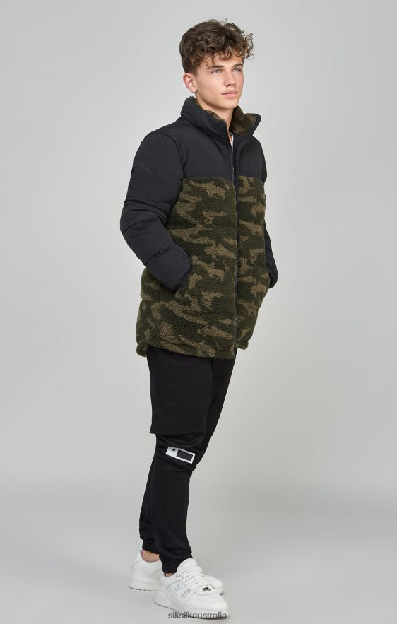 Boys Apparel TB82N297 SikSilk Camo Borg Puffer Jacket