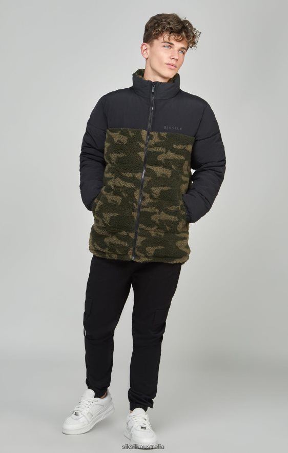 Boys Apparel TB82N297 SikSilk Camo Borg Puffer Jacket