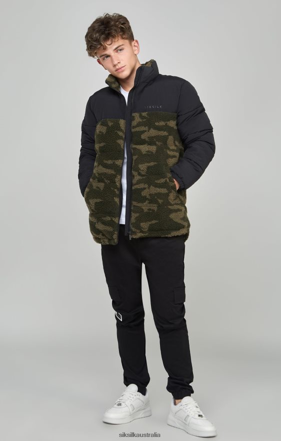Boys Apparel TB82N297 SikSilk Camo Borg Puffer Jacket