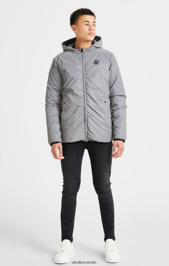 Boys Apparel TB82N298 SikSilk Grey Reversible Bubble Jacket