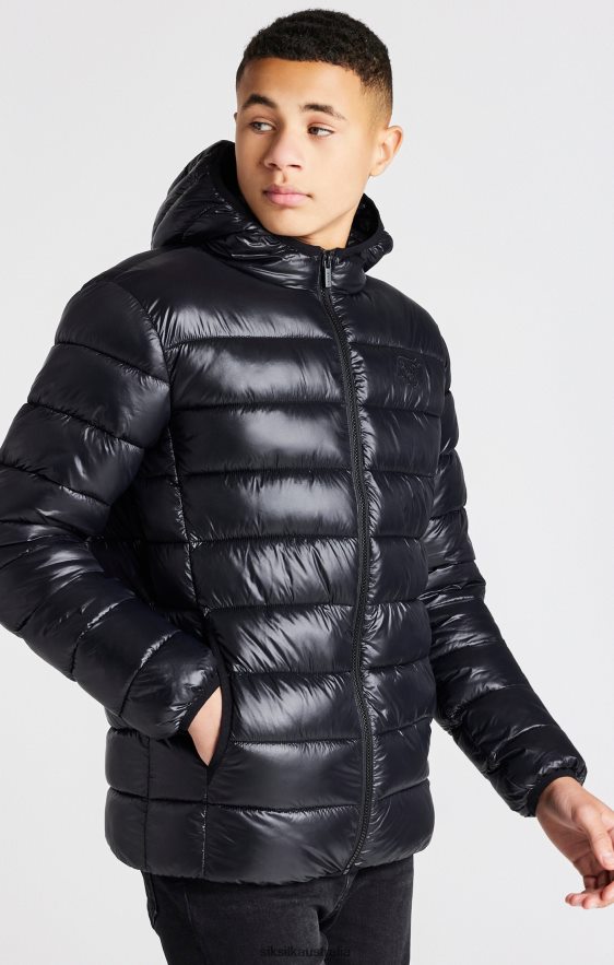 Boys Apparel TB82N299 SikSilk Black Lightweight Bubble Jacket