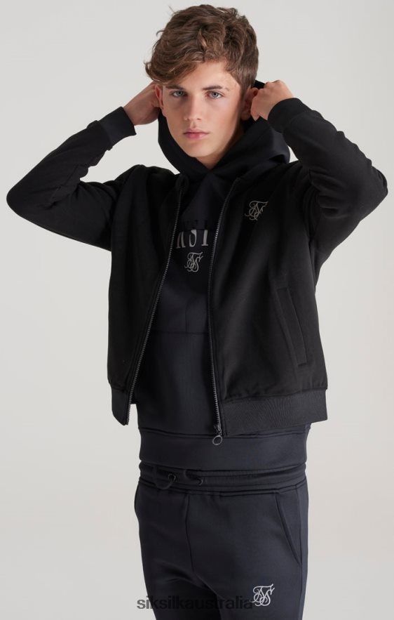 Boys Apparel TB82N301 SikSilk Black Metallic Logo Bomber