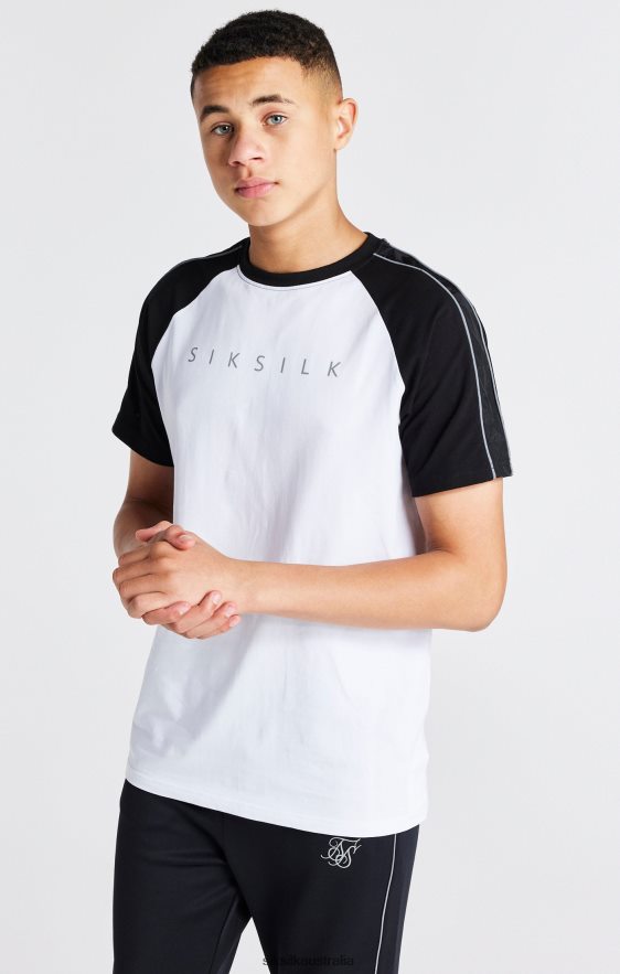 Boys Apparel TB82N284 SikSilk White Raglan T-Shirt