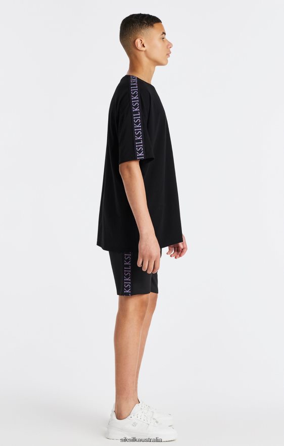 Boys Apparel TB82N285 SikSilk Black Taped T-Shirt