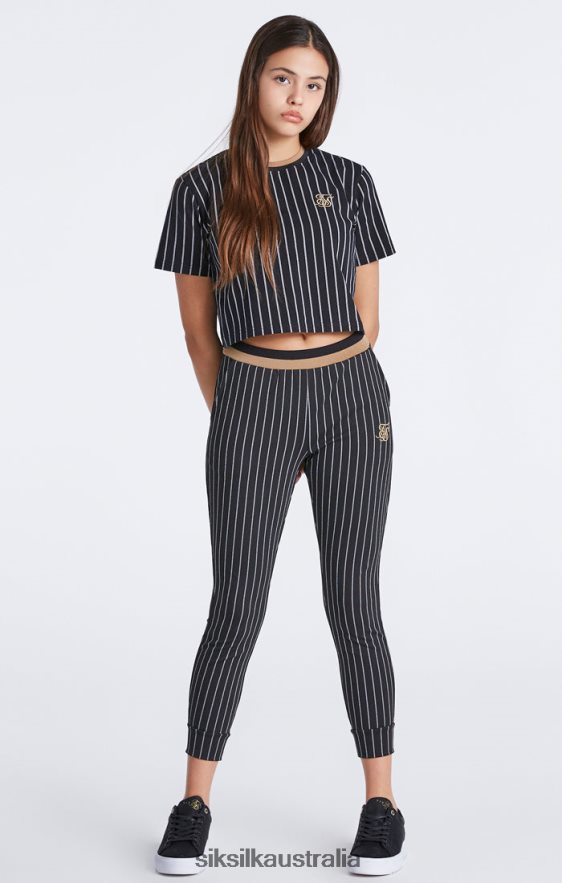 Girls Apparel TB82N348 SikSilk Black Baseball Stripe Jogger