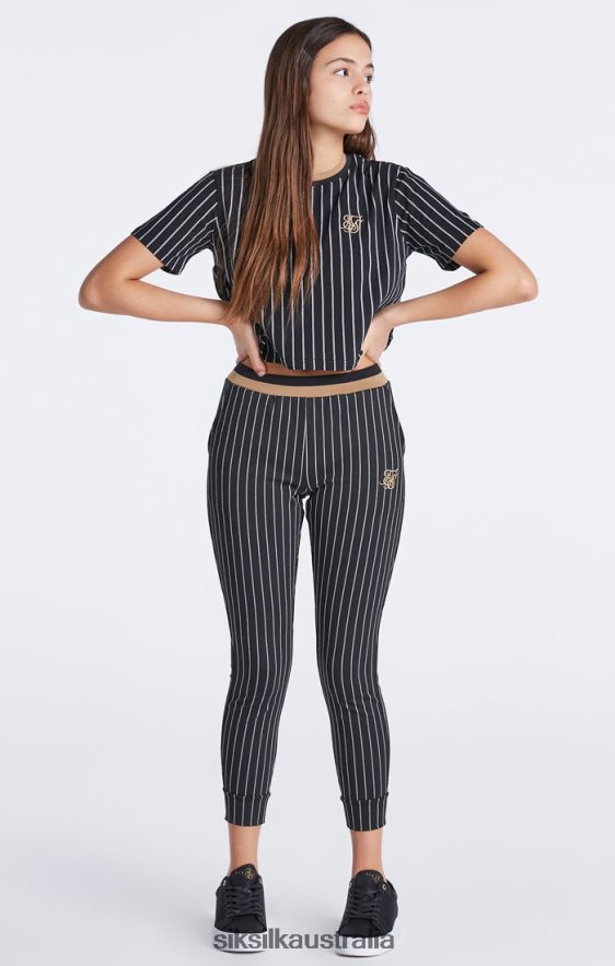 Girls Apparel TB82N348 SikSilk Black Baseball Stripe Jogger