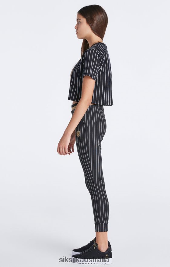 Girls Apparel TB82N348 SikSilk Black Baseball Stripe Jogger