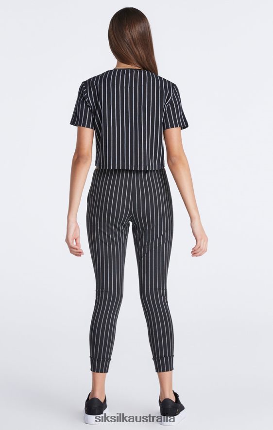 Girls Apparel TB82N348 SikSilk Black Baseball Stripe Jogger