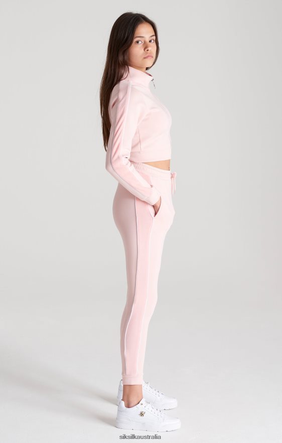 Girls Apparel TB82N350 SikSilk Pink Velour Taped Track Pant