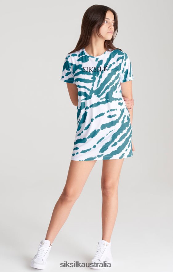 Girls Apparel TB82N343 SikSilk White Tie Dye T-Shirt Dress