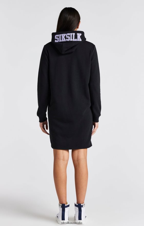 Girls Apparel TB82N344 SikSilk Black Varsity Logo Hoodie Dress