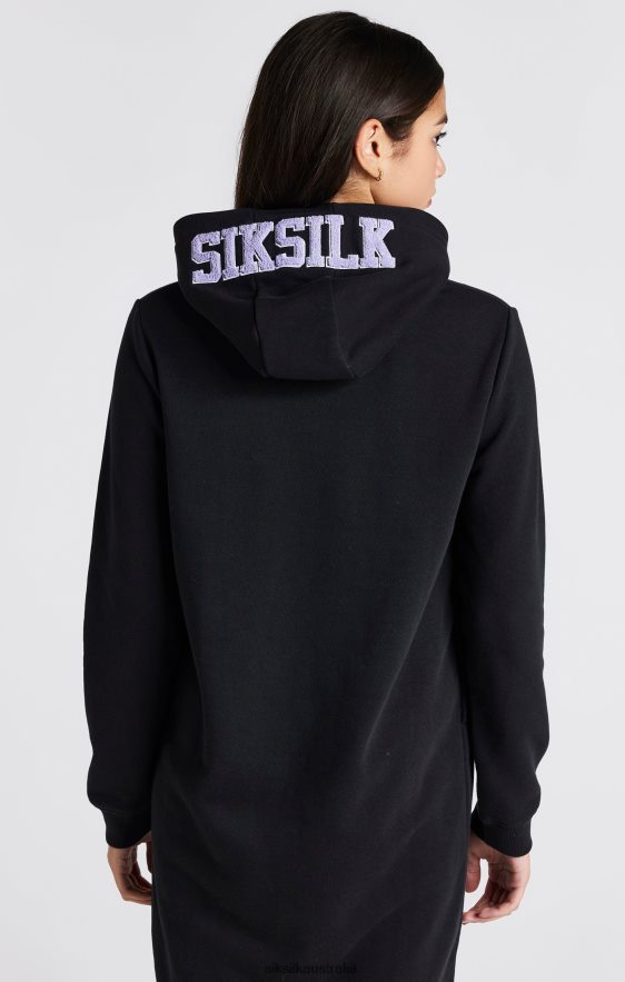 Girls Apparel TB82N344 SikSilk Black Varsity Logo Hoodie Dress