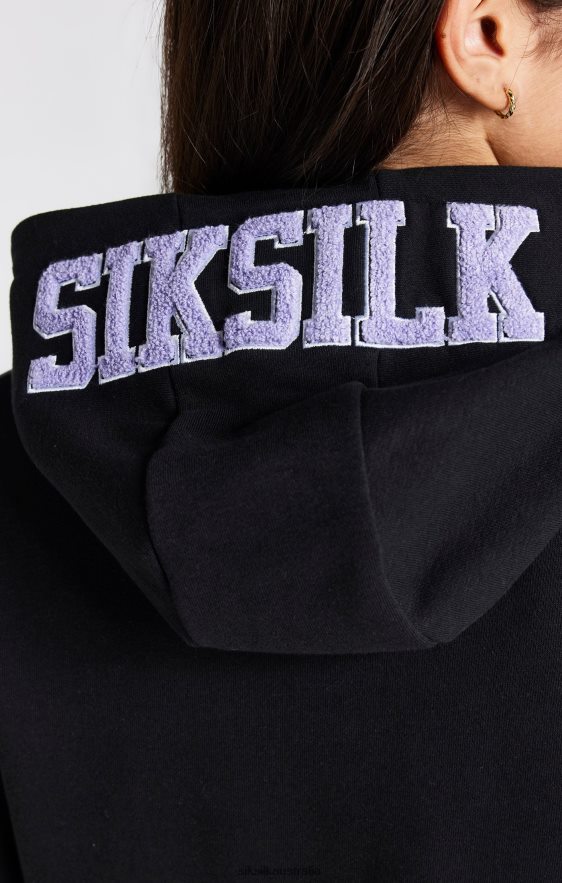 Girls Apparel TB82N344 SikSilk Black Varsity Logo Hoodie Dress