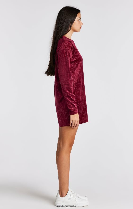 Girls Apparel TB82N345 SikSilk Pink Velour Long Sleeve T-Shirt Dress