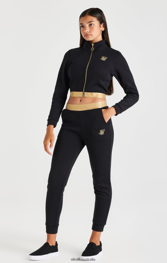 Girls Apparel TB82N330 SikSilk Metallic Taped Zip Through - Black