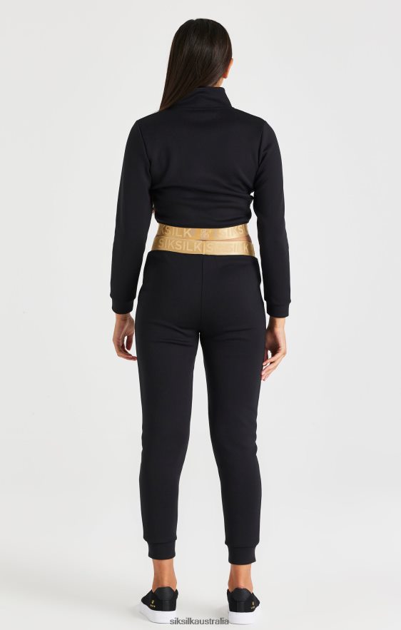 Girls Apparel TB82N330 SikSilk Metallic Taped Zip Through - Black