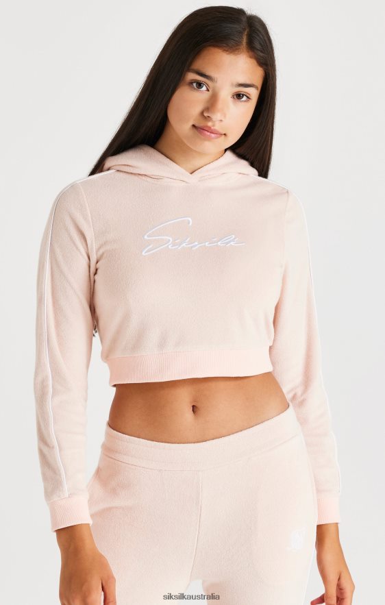 Girls Apparel TB82N334 SikSilk Signature Towelling Cropped Hood - Pink