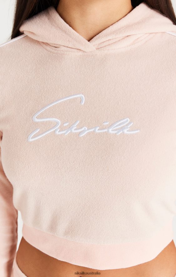 Girls Apparel TB82N334 SikSilk Signature Towelling Cropped Hood - Pink