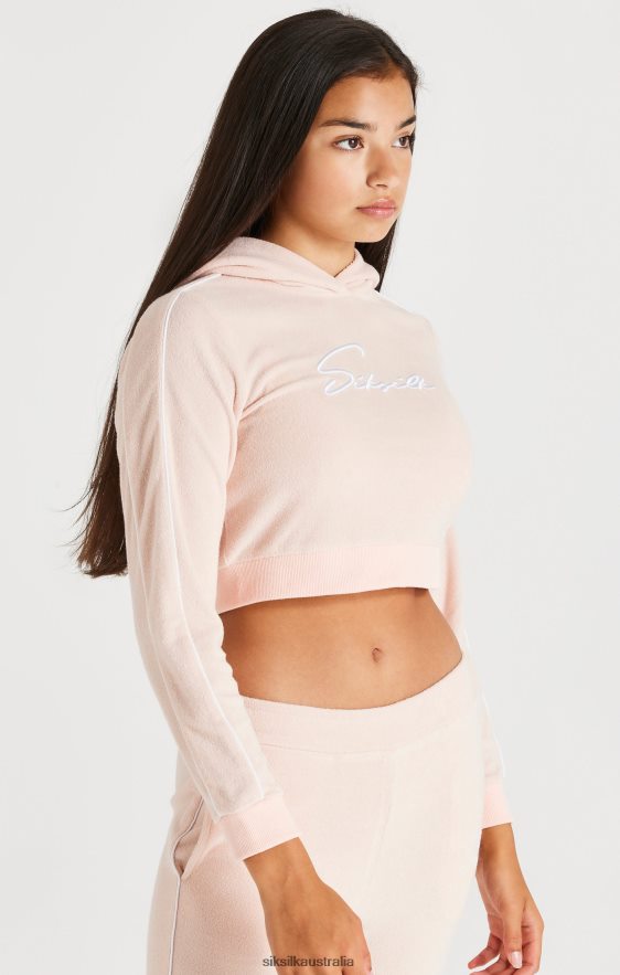 Girls Apparel TB82N334 SikSilk Signature Towelling Cropped Hood - Pink