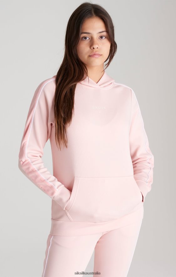 Girls Apparel TB82N336 SikSilk Pink Velour Taped Hoodie