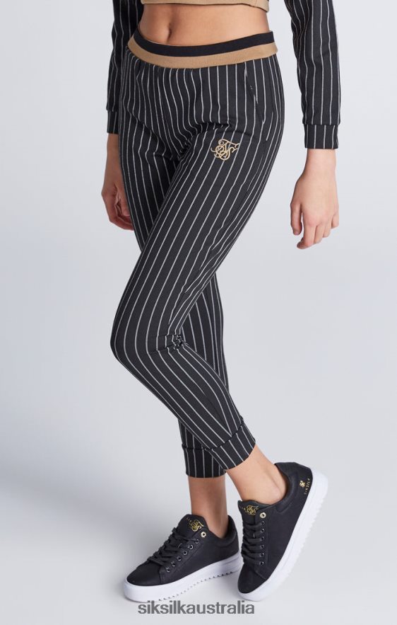 Girls Apparel TB82N337 SikSilk Black Baseball Stripe Cropped Hoodie