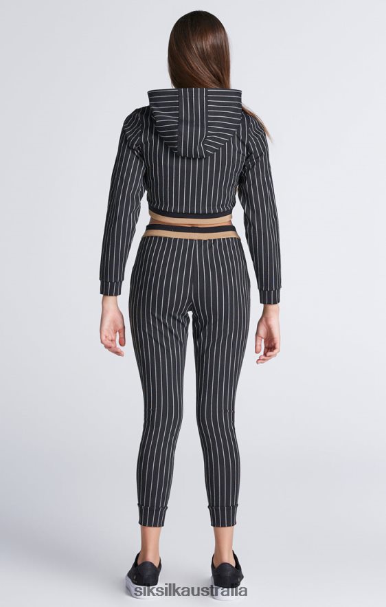 Girls Apparel TB82N337 SikSilk Black Baseball Stripe Cropped Hoodie