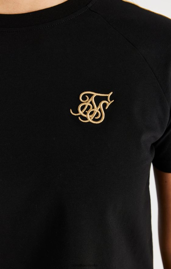 Girls Apparel TB82N316 SikSilk Metallic Taped Raglan Tee - Black