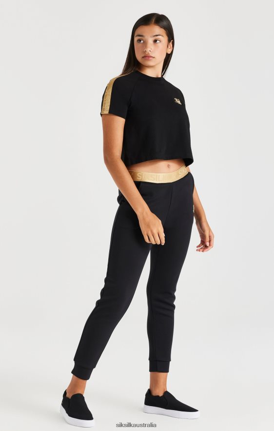Girls Apparel TB82N316 SikSilk Metallic Taped Raglan Tee - Black