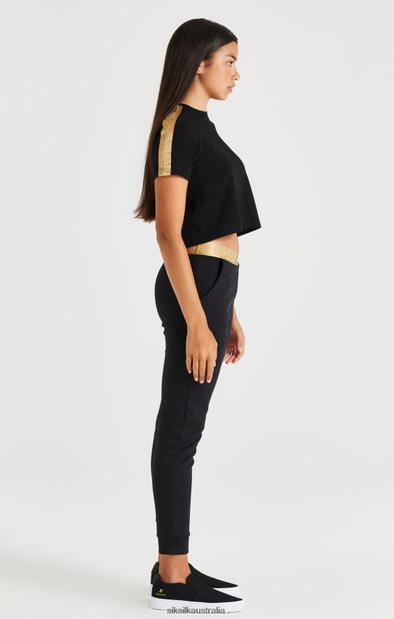 Girls Apparel TB82N316 SikSilk Metallic Taped Raglan Tee - Black