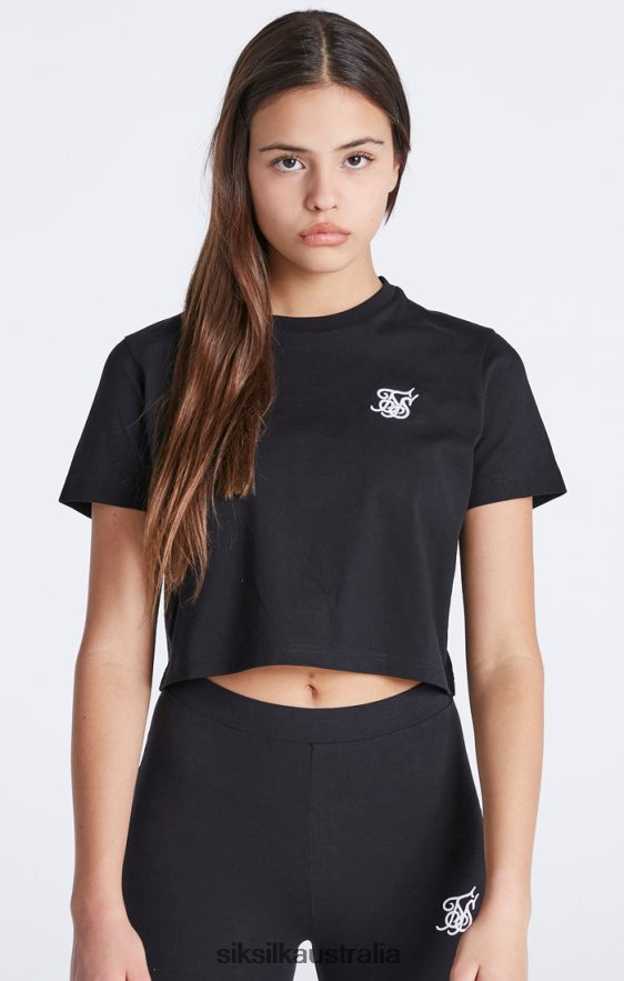 Girls Apparel TB82N320 SikSilk Black Essentials Cropped T-Shirt