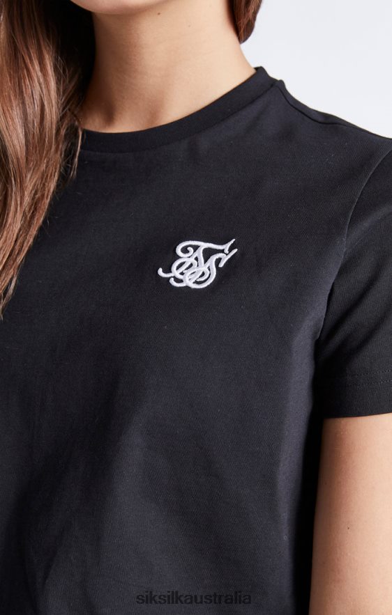 Girls Apparel TB82N320 SikSilk Black Essentials Cropped T-Shirt