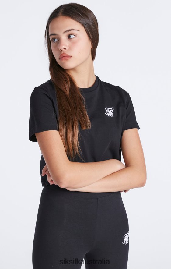 Girls Apparel TB82N320 SikSilk Black Essentials Cropped T-Shirt