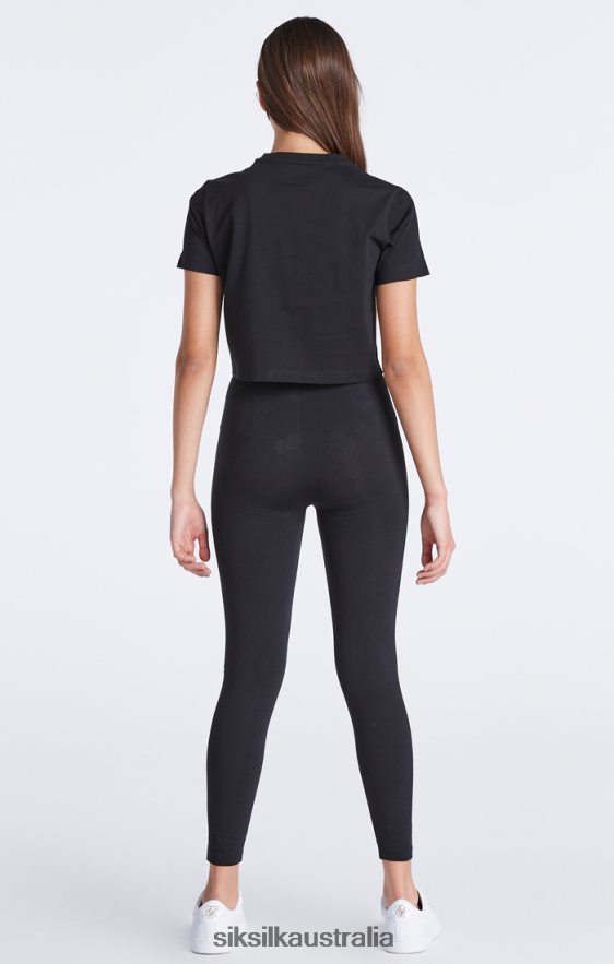 Girls Apparel TB82N320 SikSilk Black Essentials Cropped T-Shirt