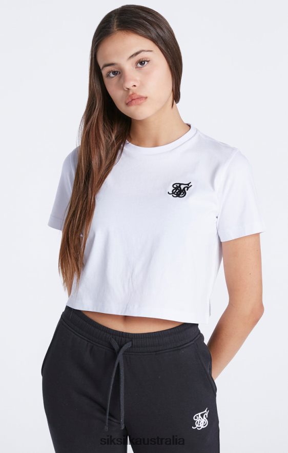 Girls Apparel TB82N321 SikSilk White Essentials Cropped T-Shirt
