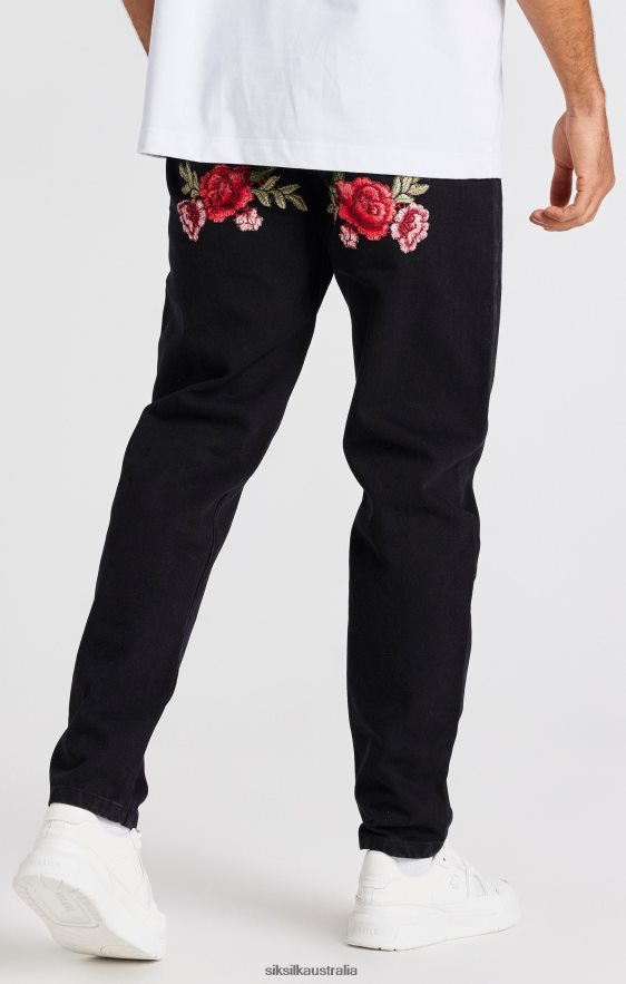 Men Apparel TB82N542 SikSilk Black Rose Straight Cut Denim