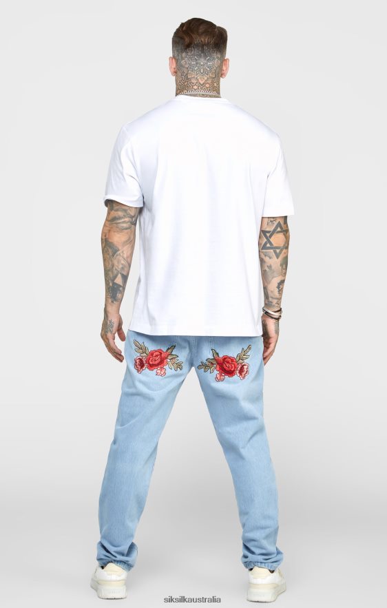Men Apparel TB82N543 SikSilk Blue Rose Straight Cut Denim