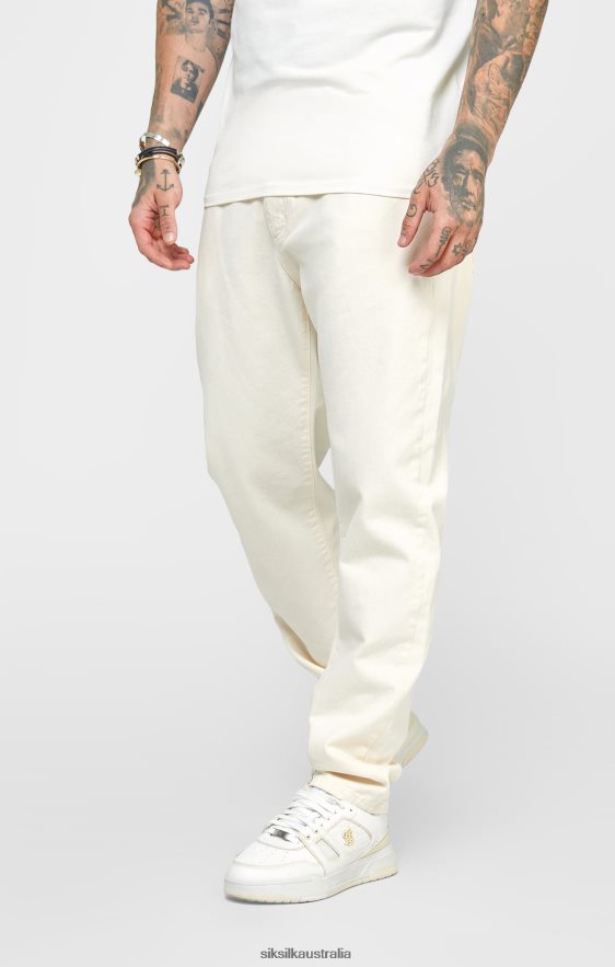 Men Apparel TB82N545 SikSilk Ecru Relaxed Fit Denim Jean