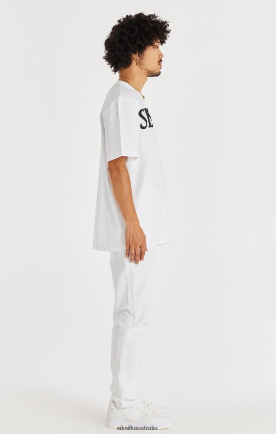 Men Apparel TB82N547 SikSilk White Straight Cut Denim