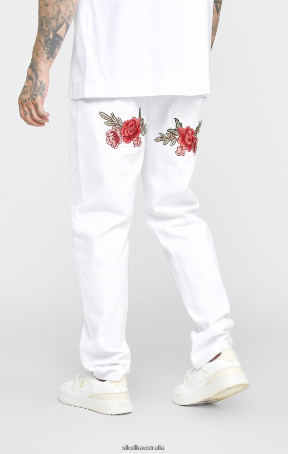 Men Apparel TB82N550 SikSilk White Rose Straight Cut Denim