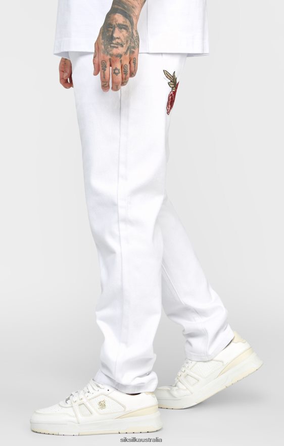 Men Apparel TB82N550 SikSilk White Rose Straight Cut Denim