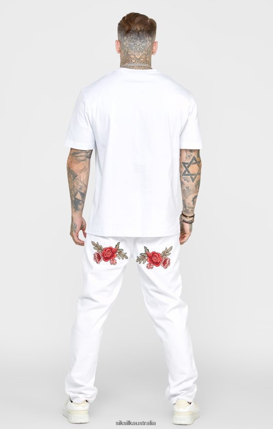 Men Apparel TB82N550 SikSilk White Rose Straight Cut Denim
