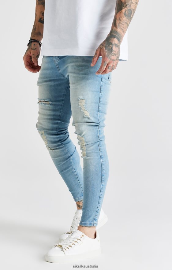 Men Apparel TB82N551 SikSilk Blue Washed Essential Distressed Skinny Jean