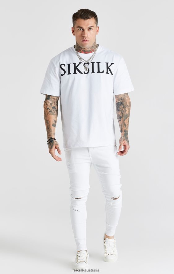 Men Apparel TB82N553 SikSilk White Essential Distressed Skinny Jean
